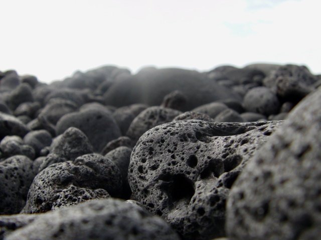 black lava rocks