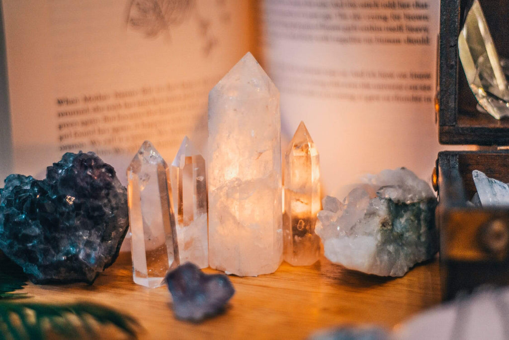 different types of raw and polished prism shaped crystal rocks
