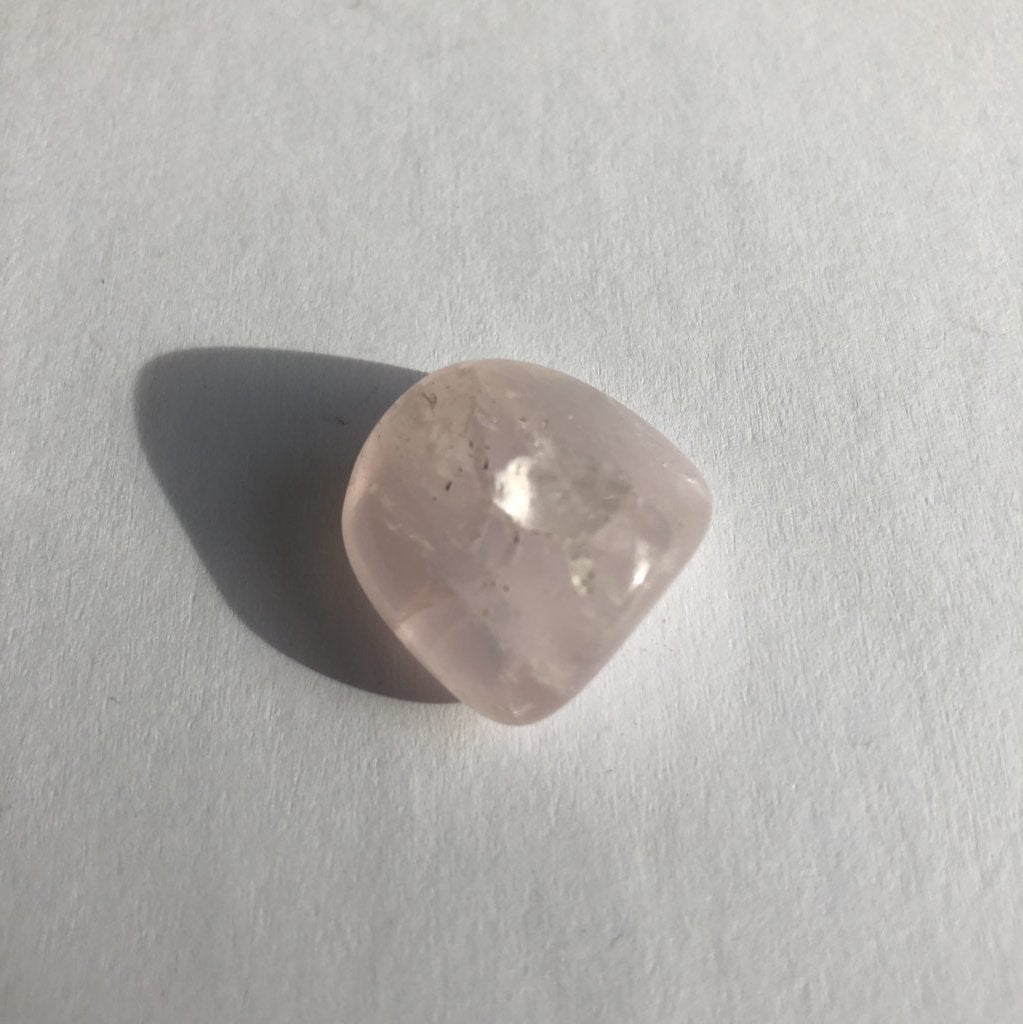 Rose Quartz Tumbled crystal on white background