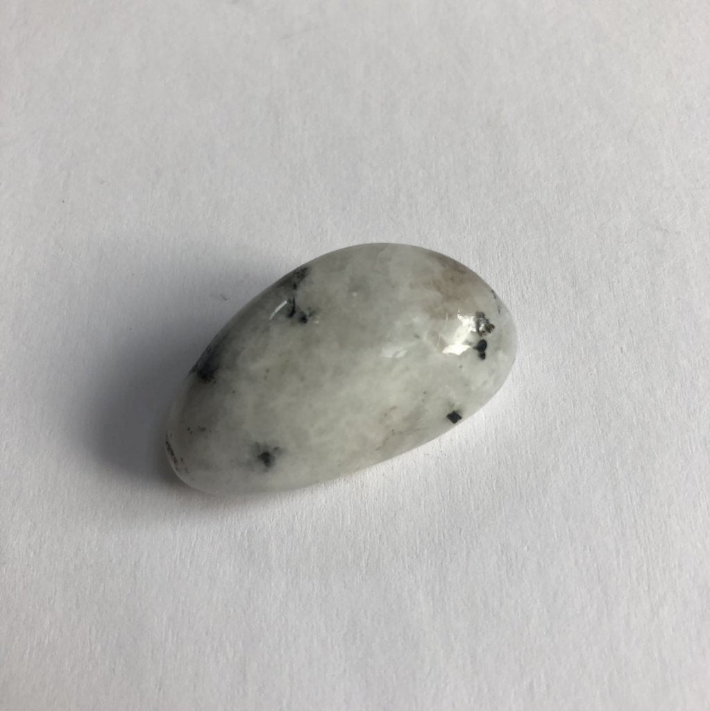 White Moonstone Tumbled crystal on white background